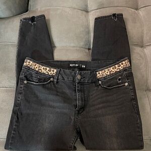 Miss Me Black Jeans with Leopard Accent